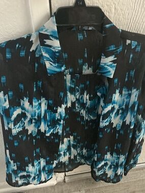 Derek Lam blouse teal multicolored Size medium excellent preowned condition